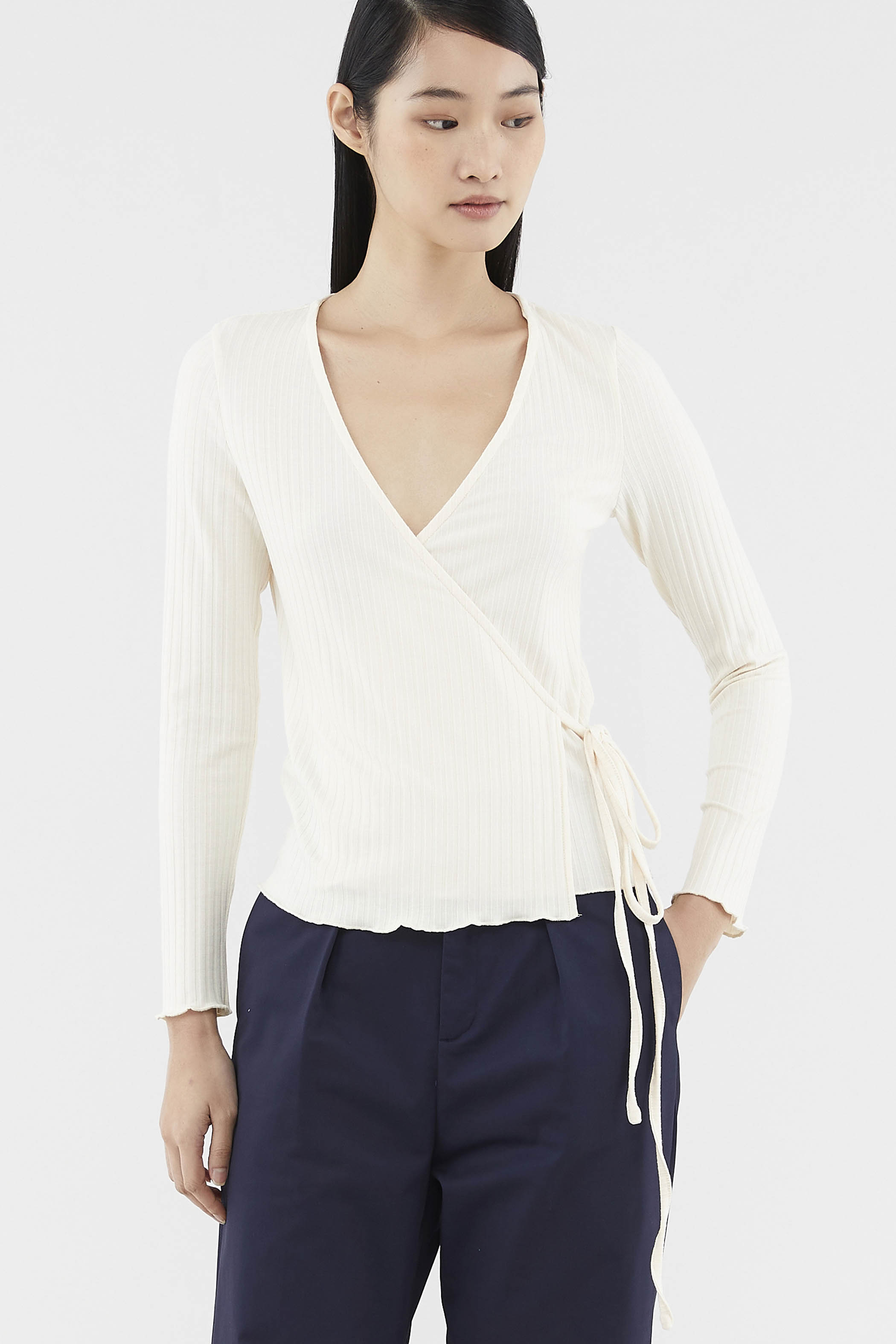 Nadina Ribbed Wrap Blouse