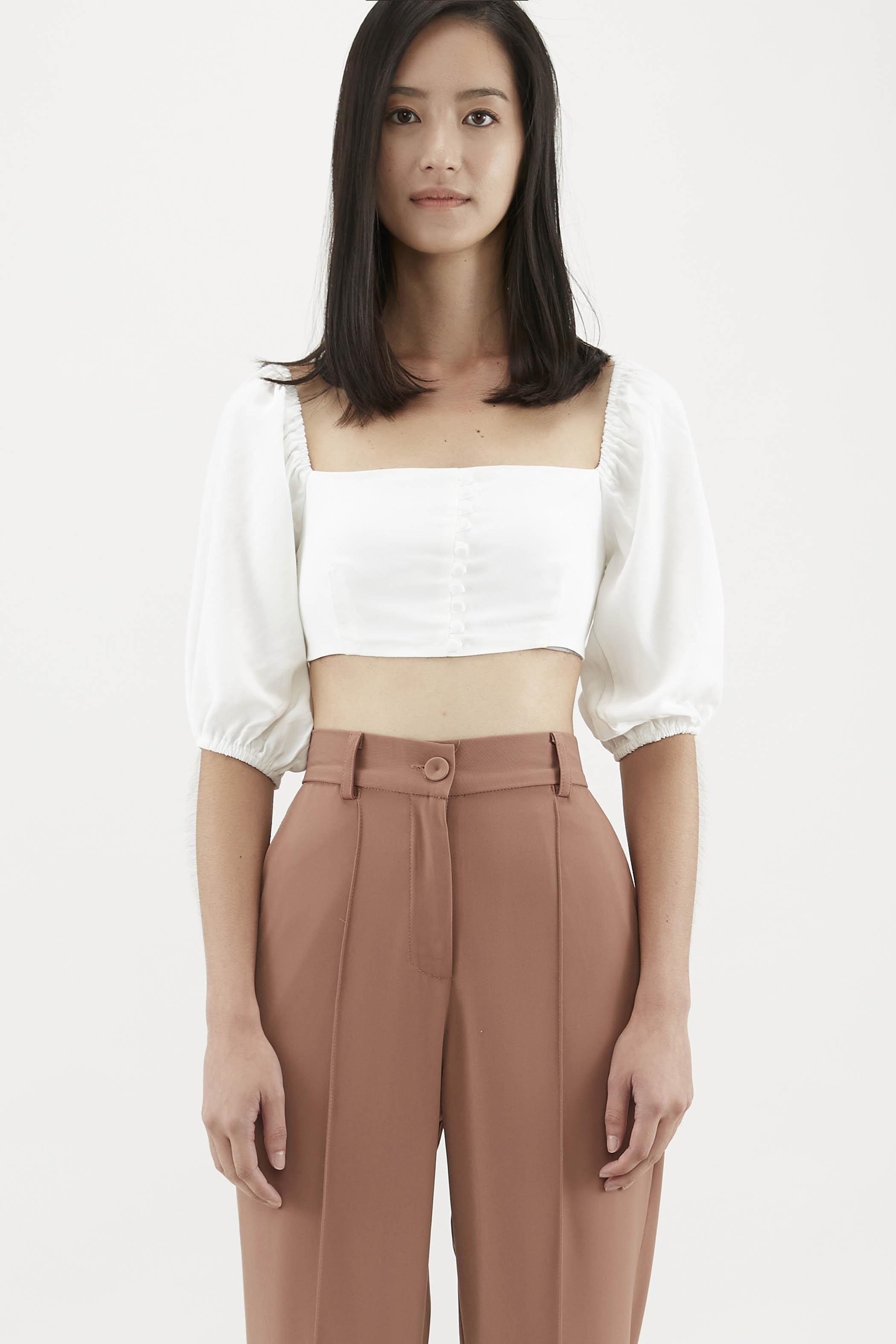 Sylar Puff-Sleeve Crop Blouse
