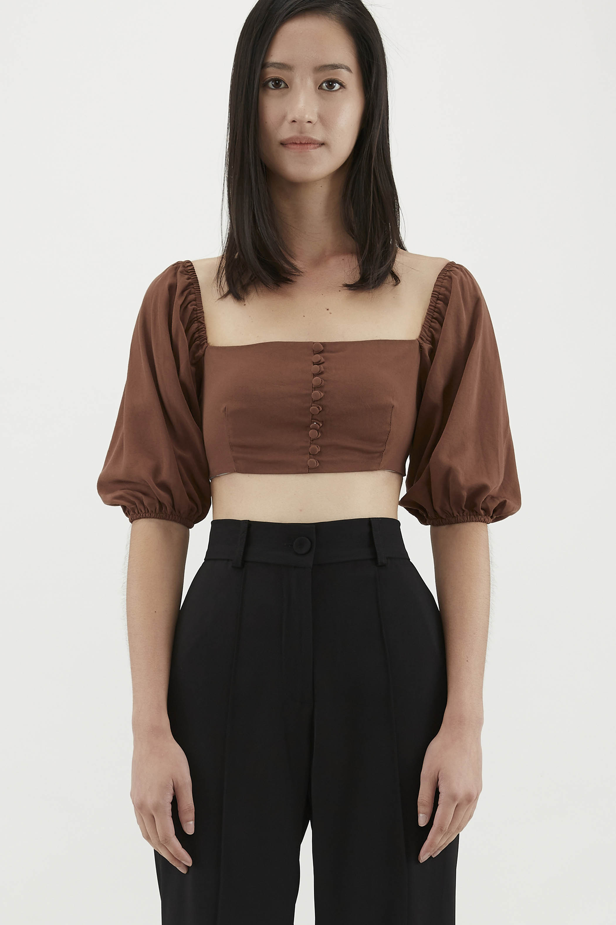 Sylar Puff-Sleeve Crop Blouse