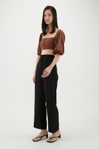 Sylar Puff-Sleeve Crop Blouse