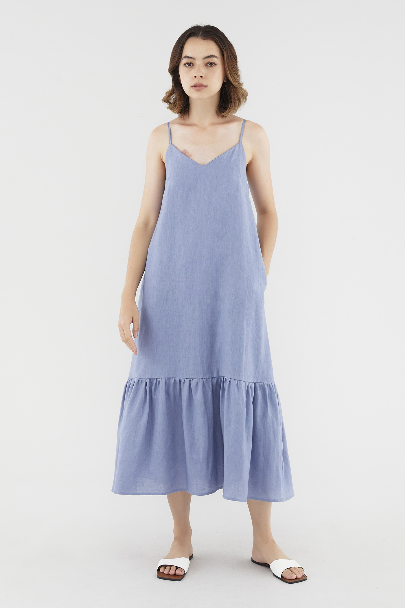 Sallyann Linen Frill-Hem Dress