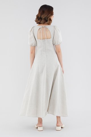 Pollee Linen Puff-Sleeve Dress