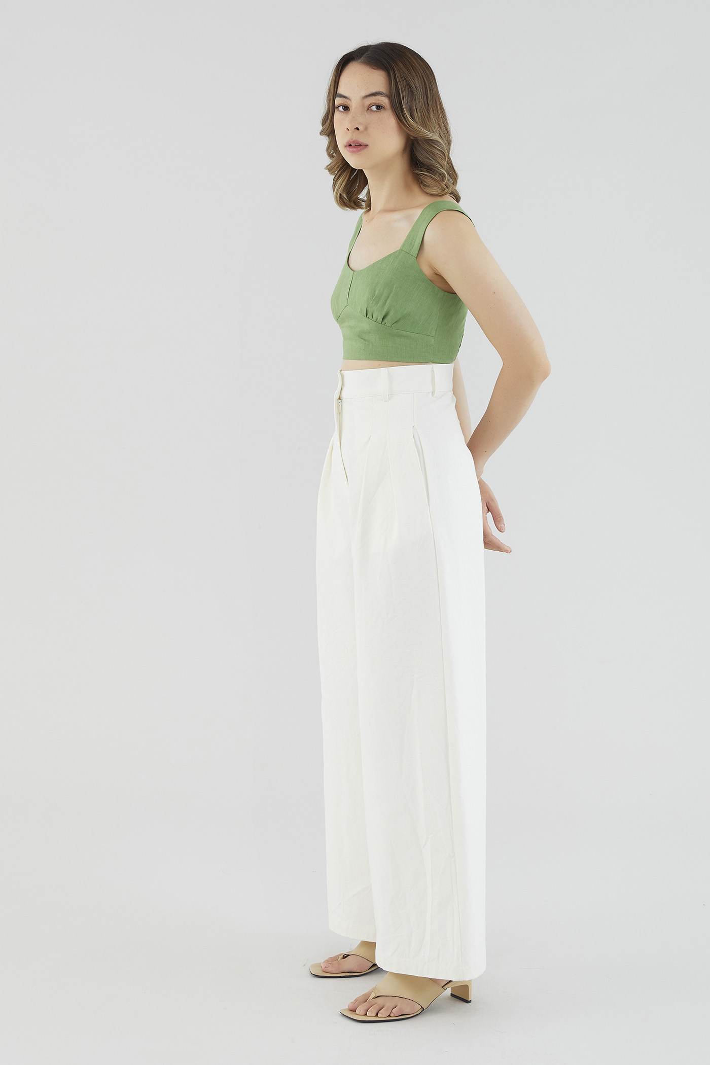 Pandra Linen Ruched Top