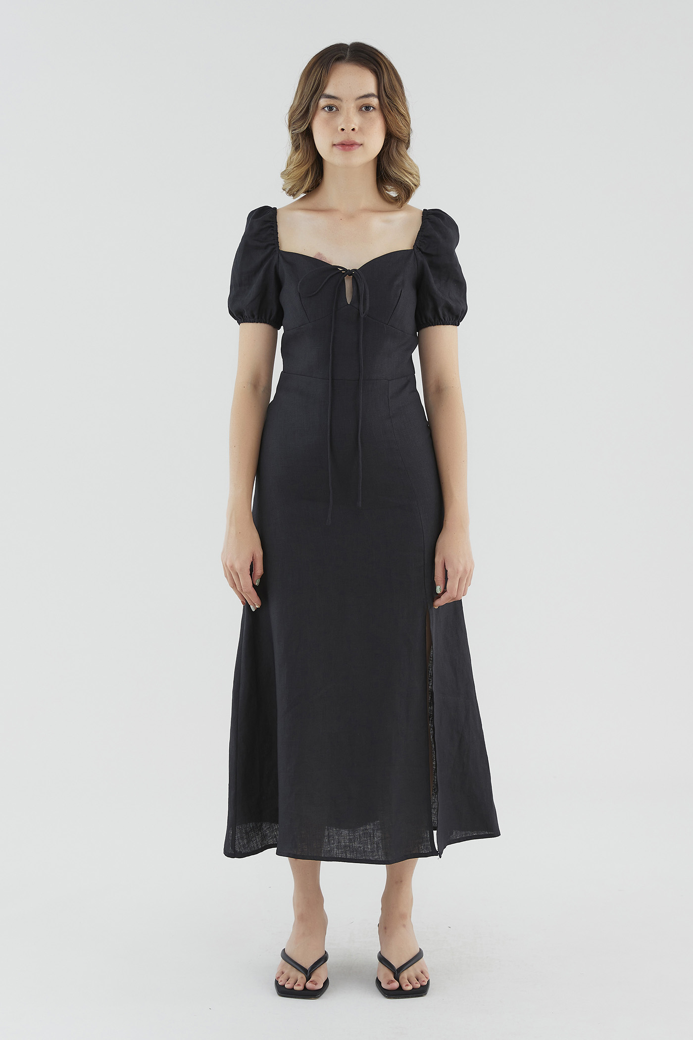 Clarene Linen Tie-Front Dress