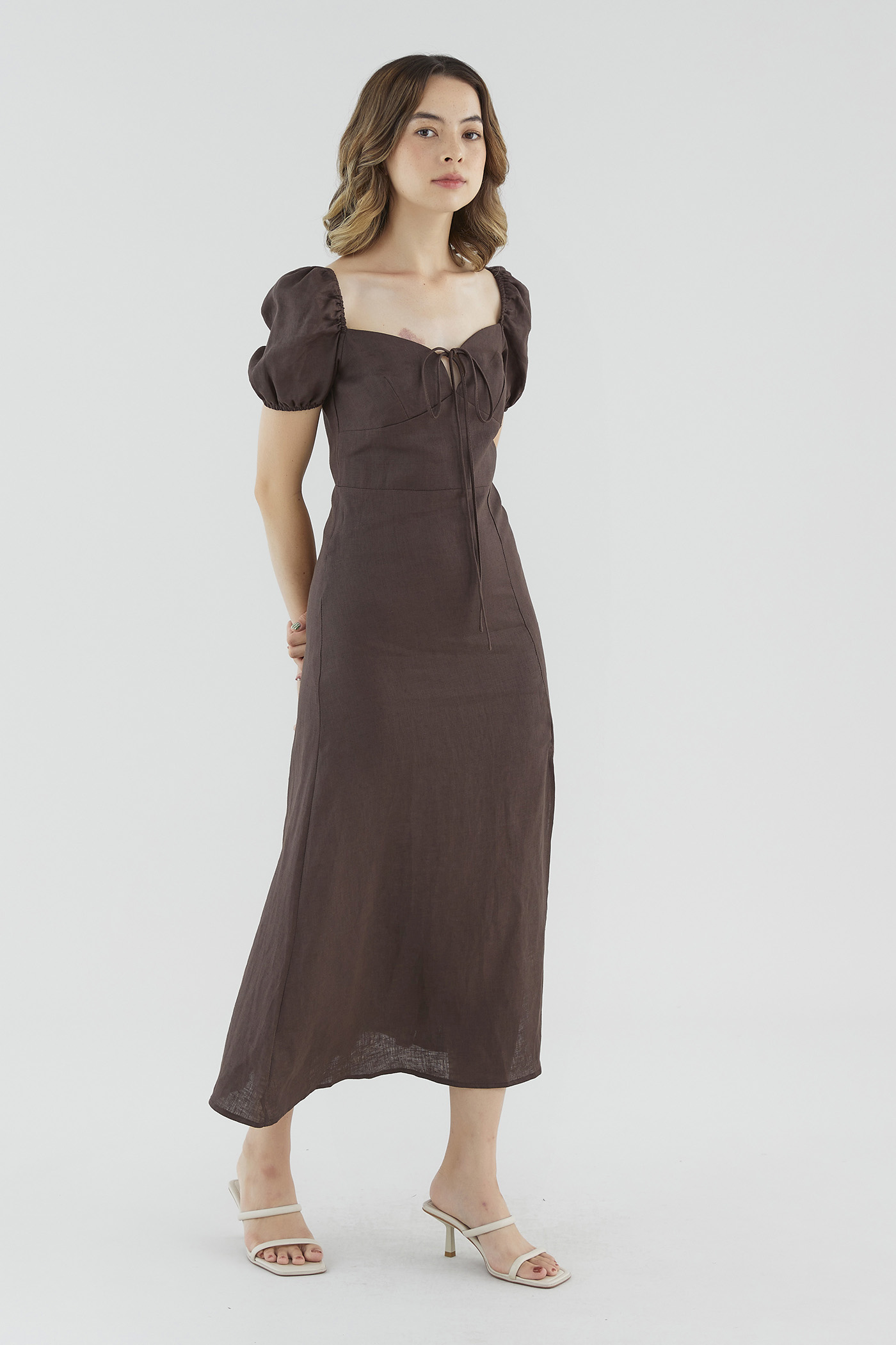 Clarene Linen Tie-Front Dress