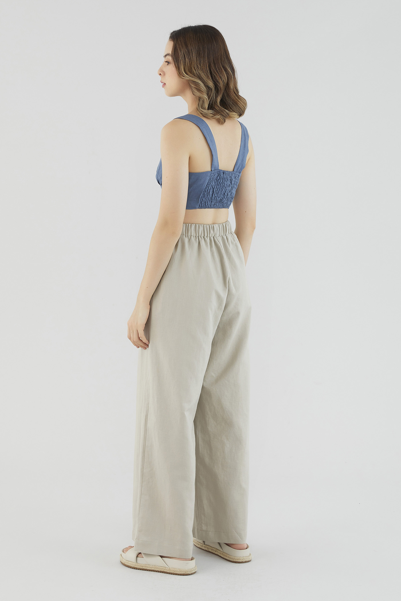 Pandra Linen Ruched Top