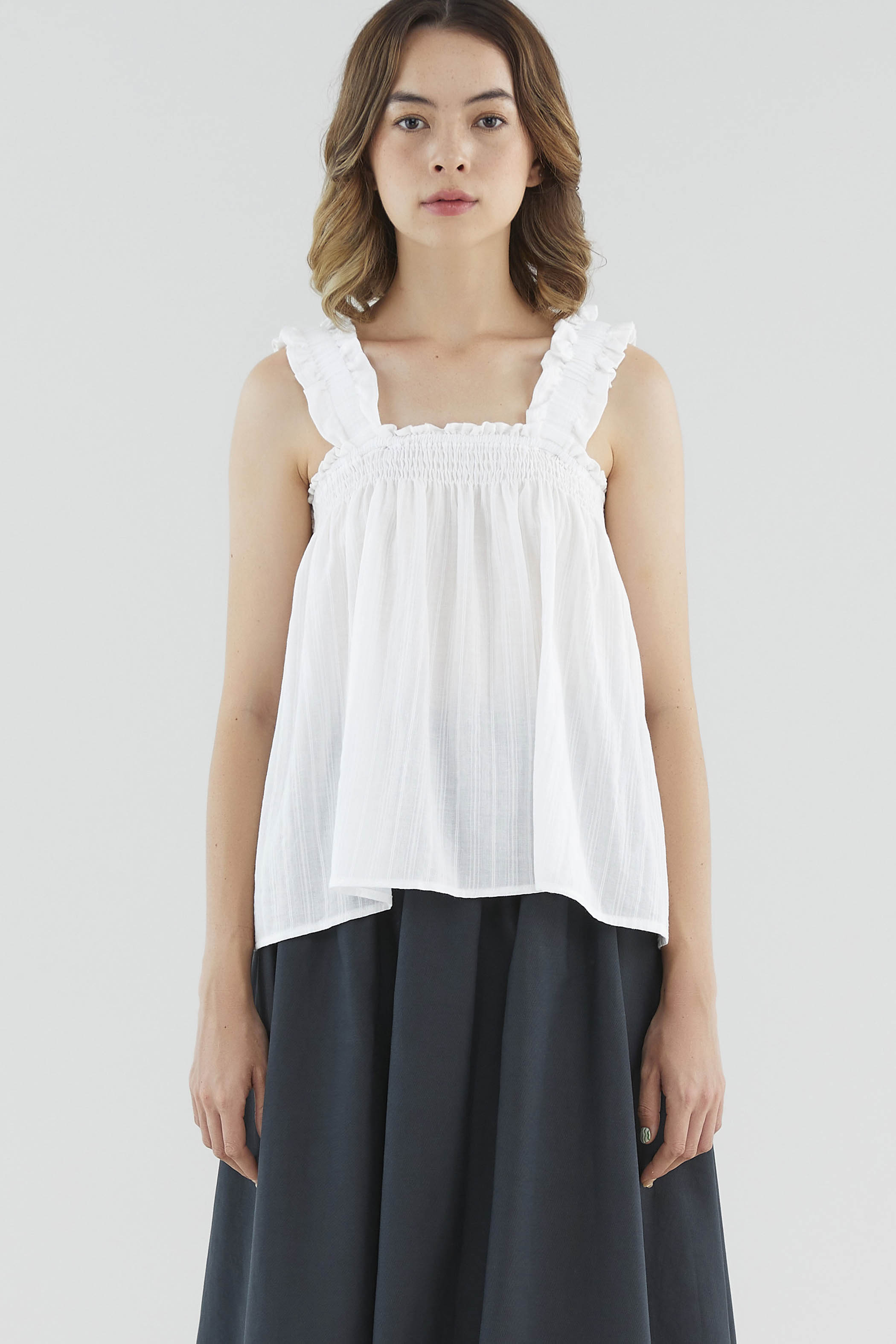 Tosha Shirred-Neck Top