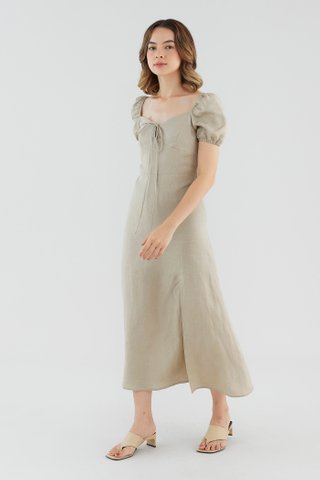 Clarene Linen Tie-Front Dress