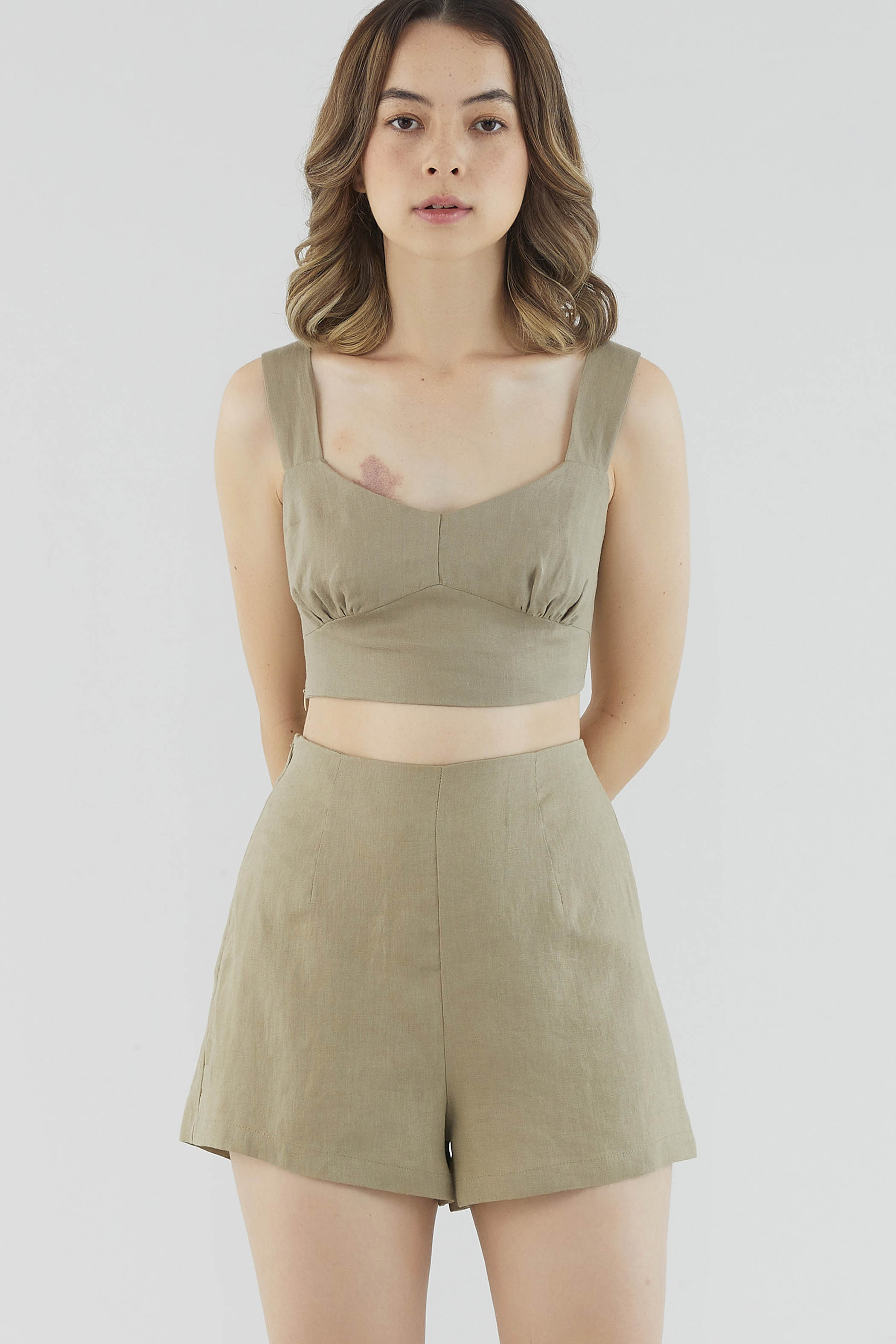 Pandra Linen Ruched Top