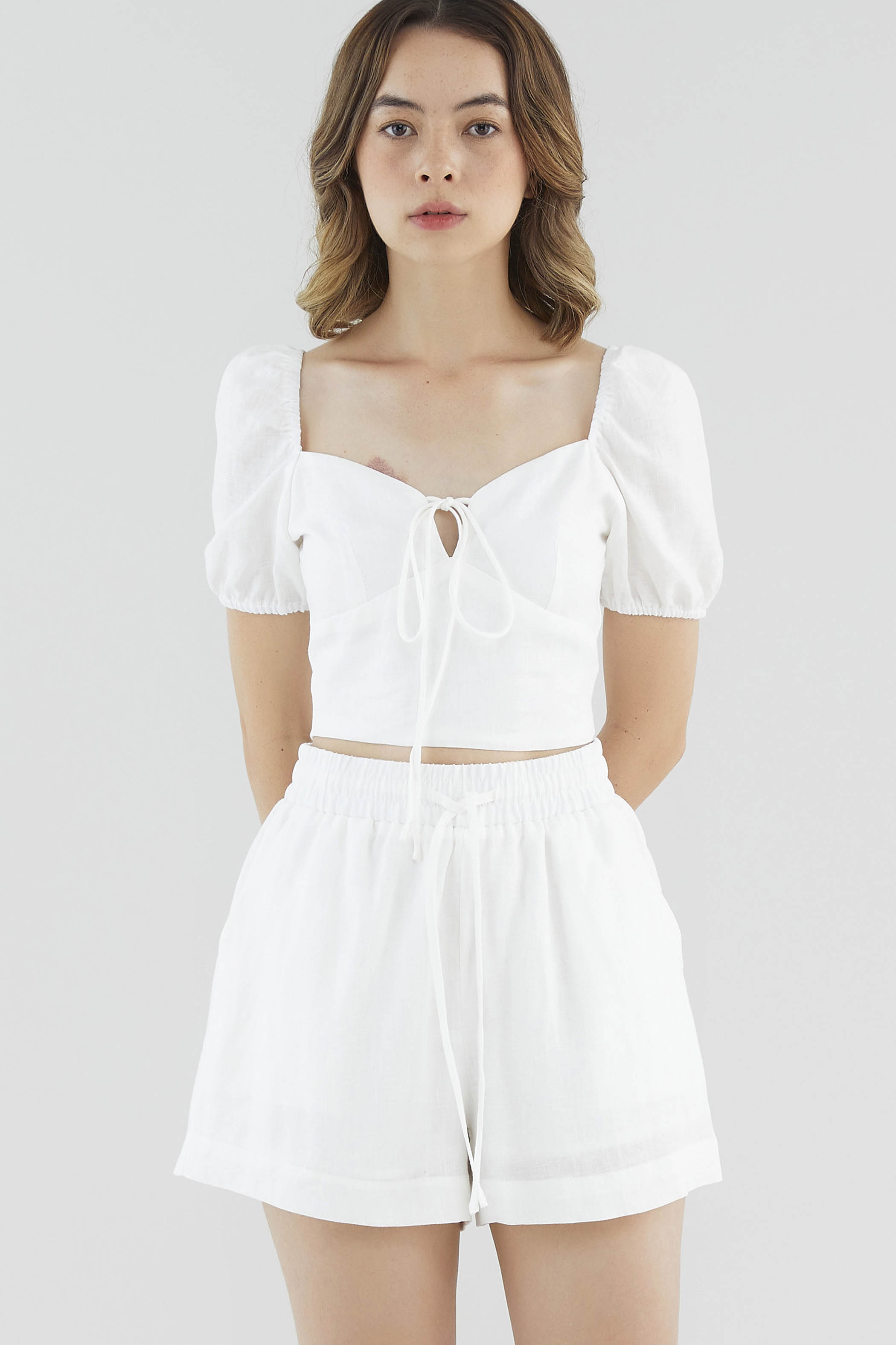 Jearl Linen Tie-Front Blouse