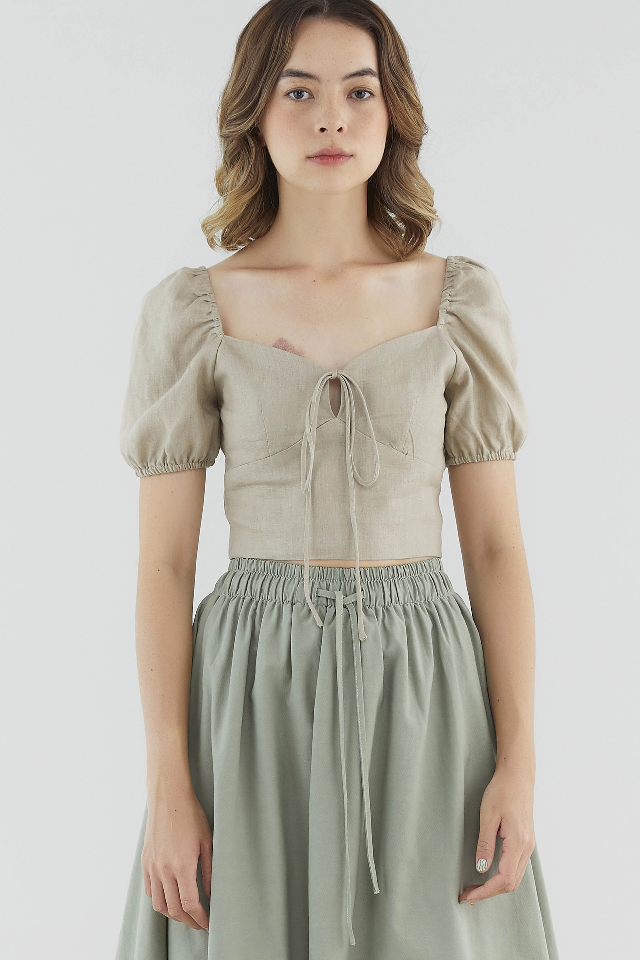Jearl Linen Tie-Front Blouse