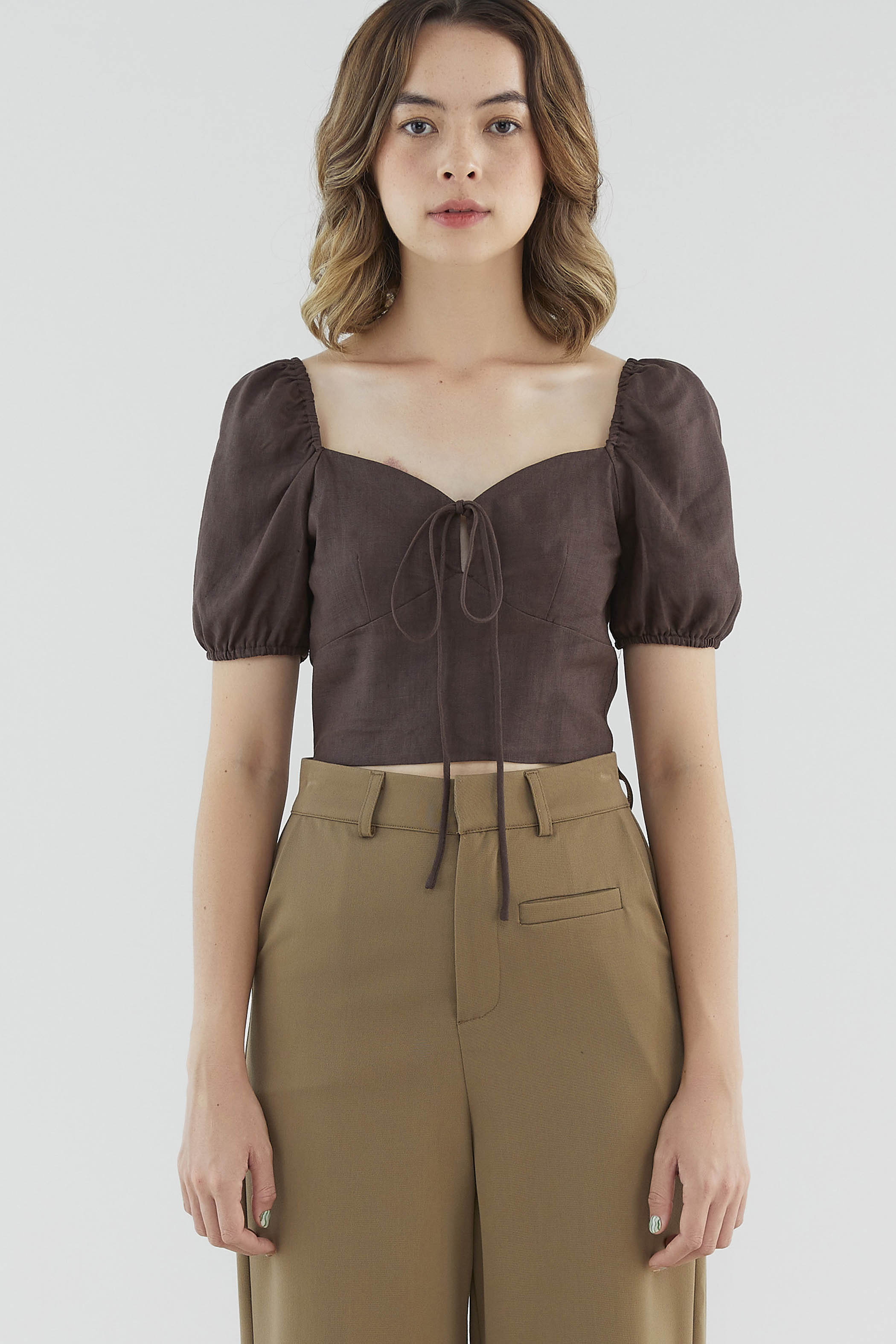 Jearl Linen Tie-Front Blouse