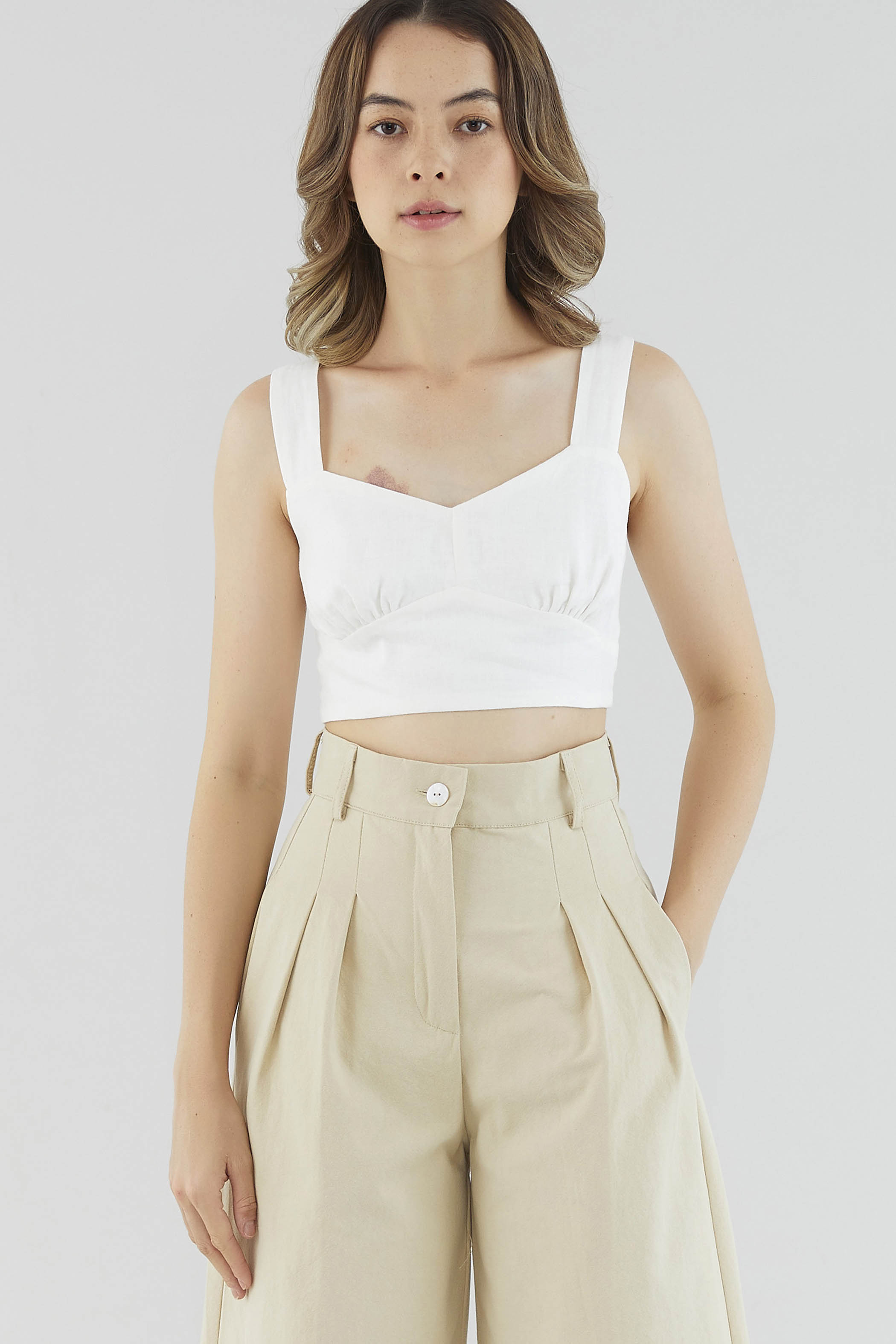 Pandra Linen Ruched Top