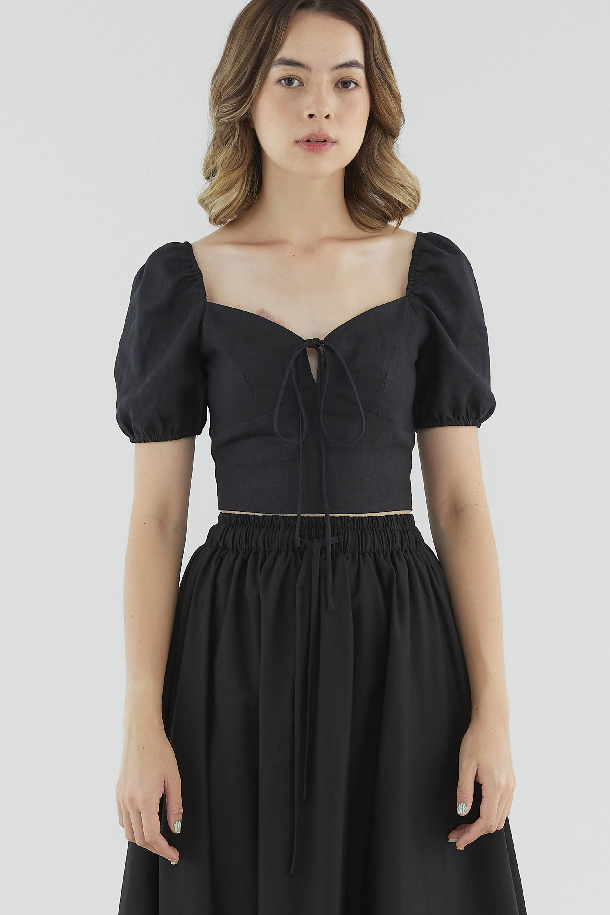 Jearl Linen Tie-Front Blouse