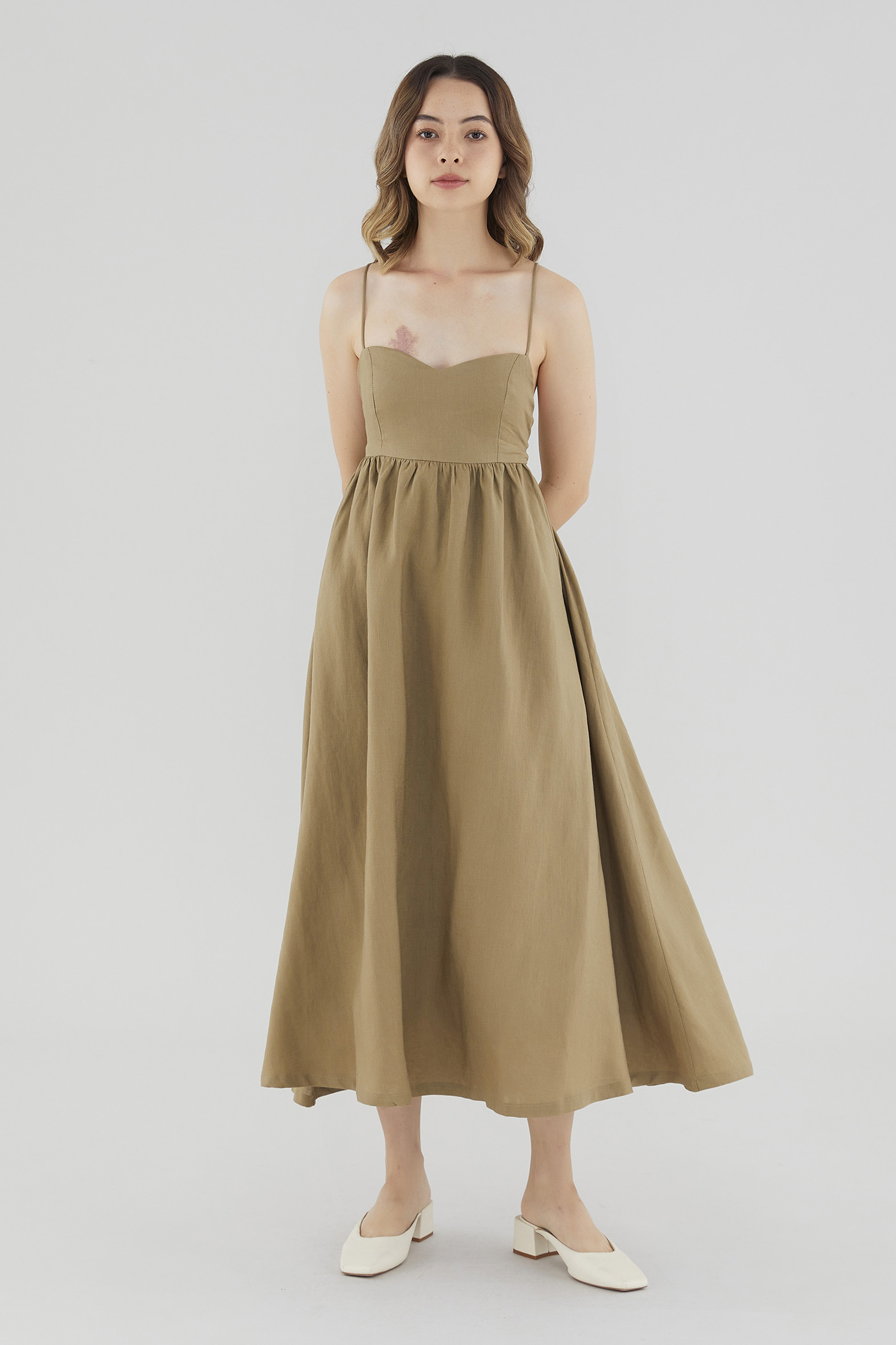 Laurine Linen Tie-Back Dress