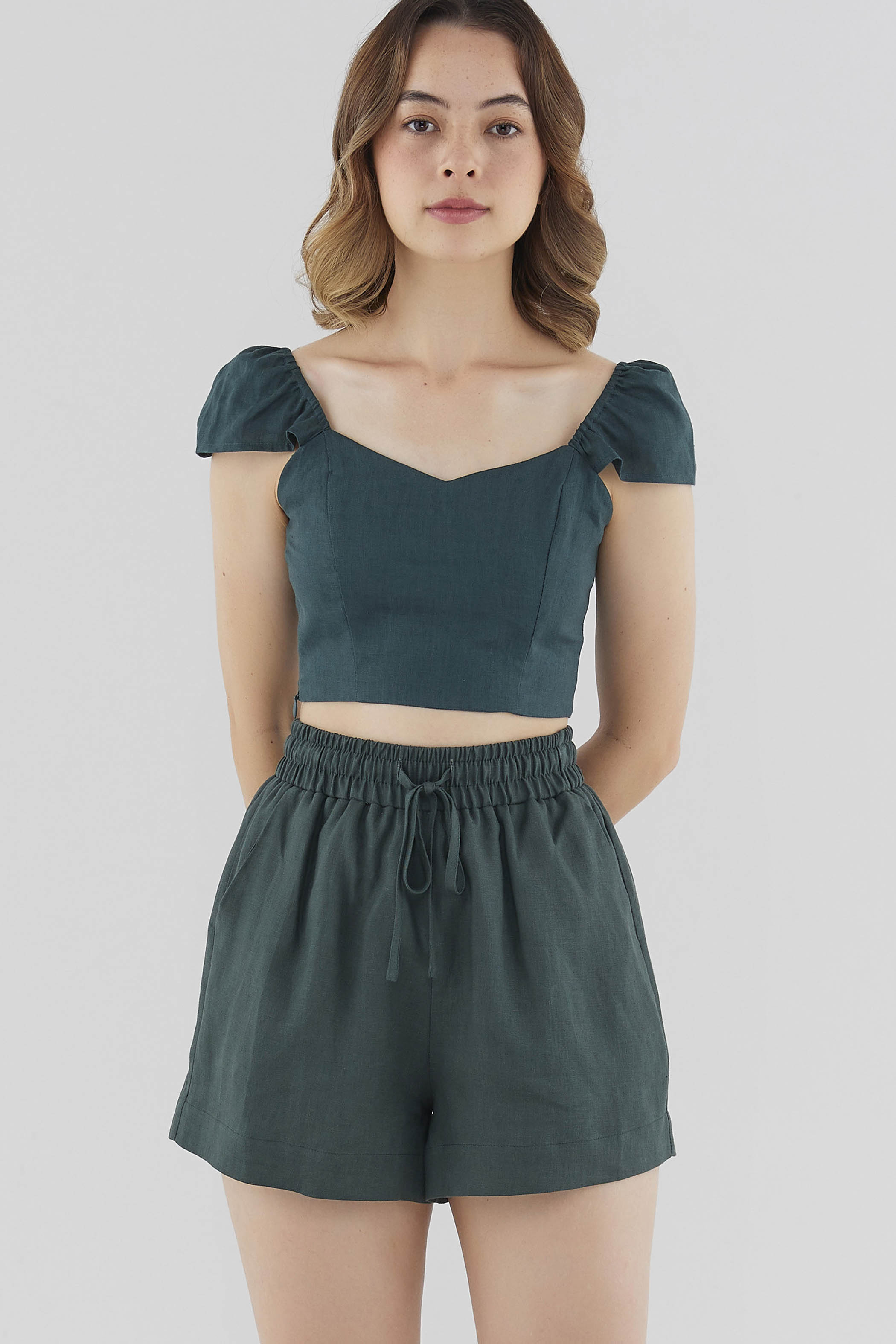 Jacki Linen Cap-Sleeve Blouse