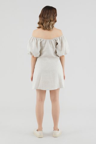 Bradee Linen Puff-Sleeve Dress