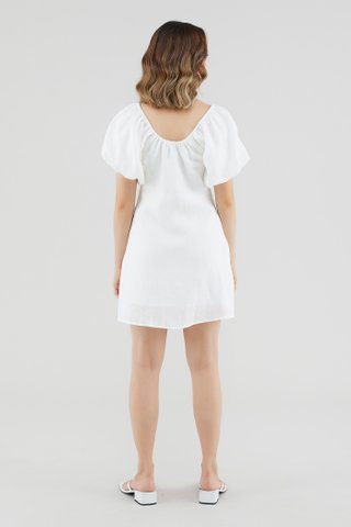 Bradee Linen Puff-Sleeve Dress