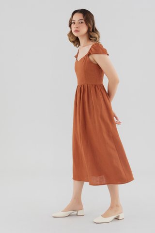 Sybil Linen Cap-Sleeve Dress