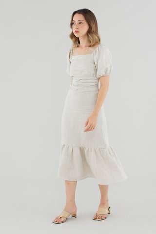 Ulyssa Linen Ruched Waist Dress