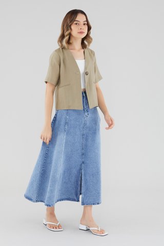 Genifer Linen Single-Button Top