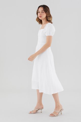 Danyka Linen Puff-Sleeve Dress