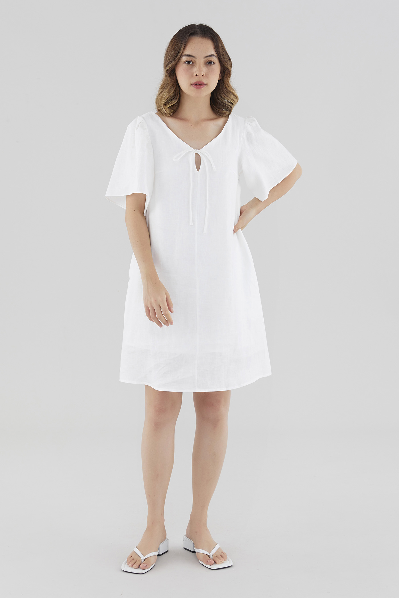 Kalinda Linen V-Neck Dress
