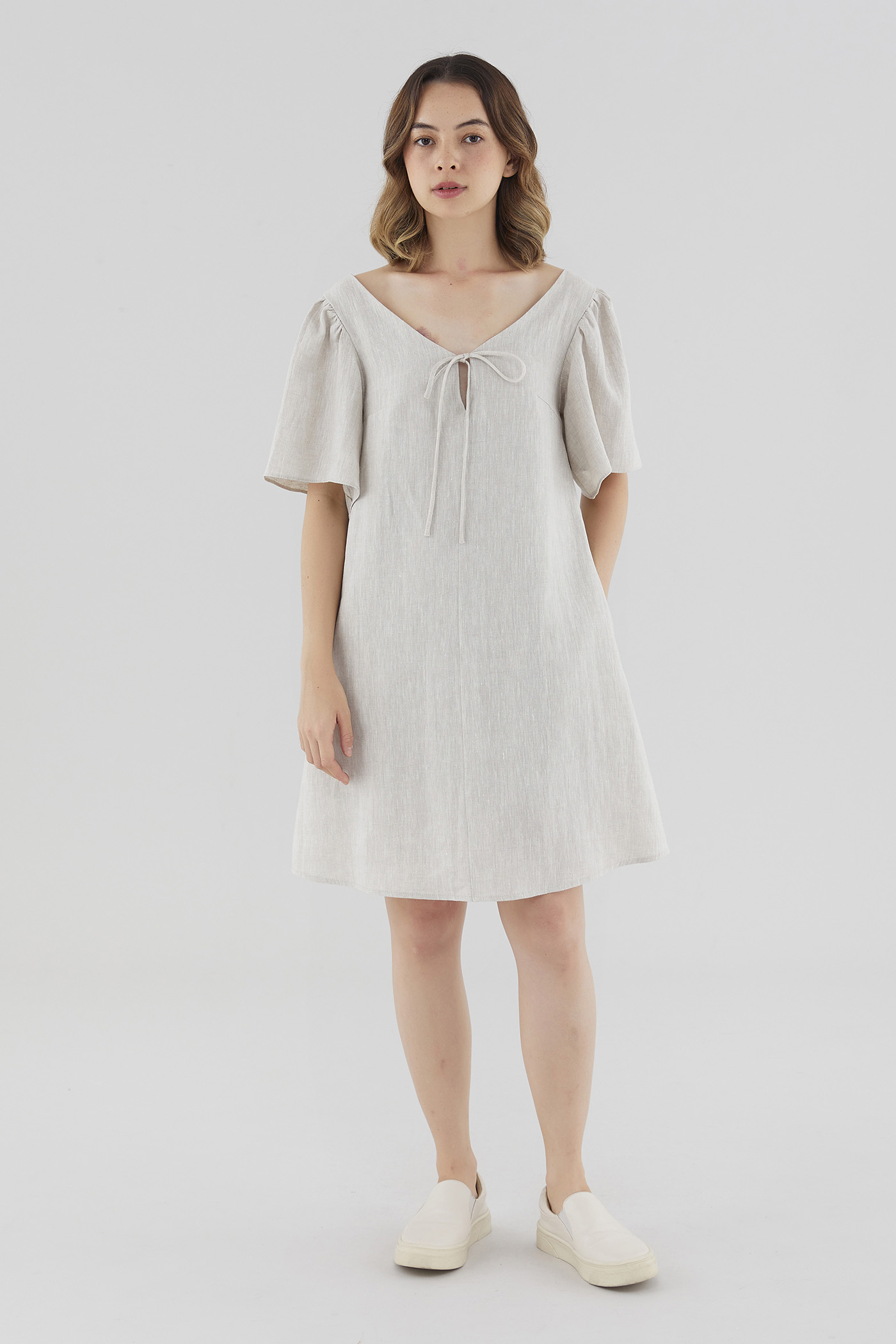 Kalinda Linen V-Neck Dress