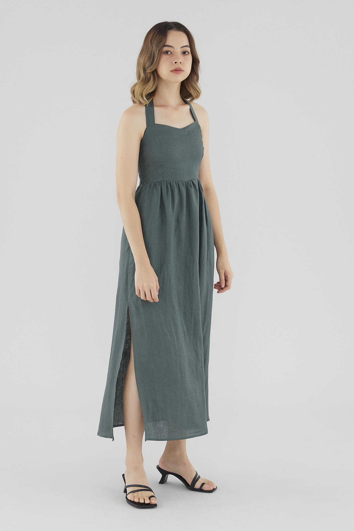 Kaliyah Linen Halter-Neck Dress