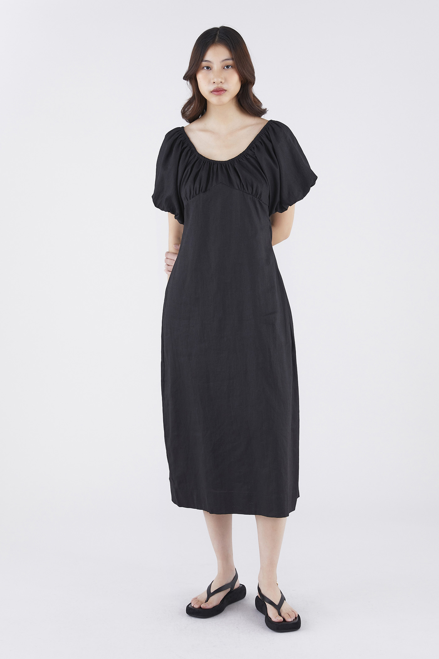 Torine Linen Puff Sleeve Dress