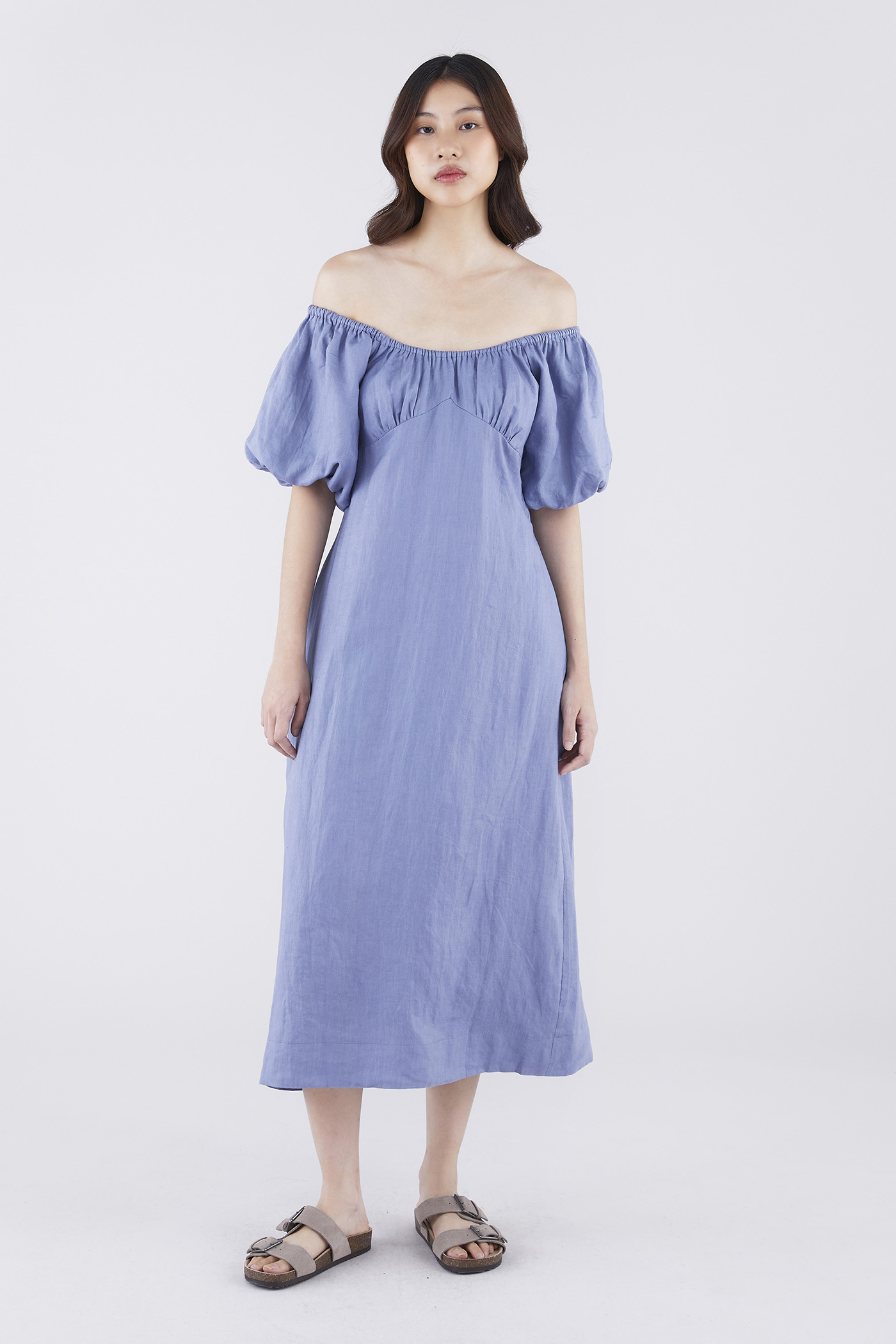 Torine Linen Puff Sleeve Dress