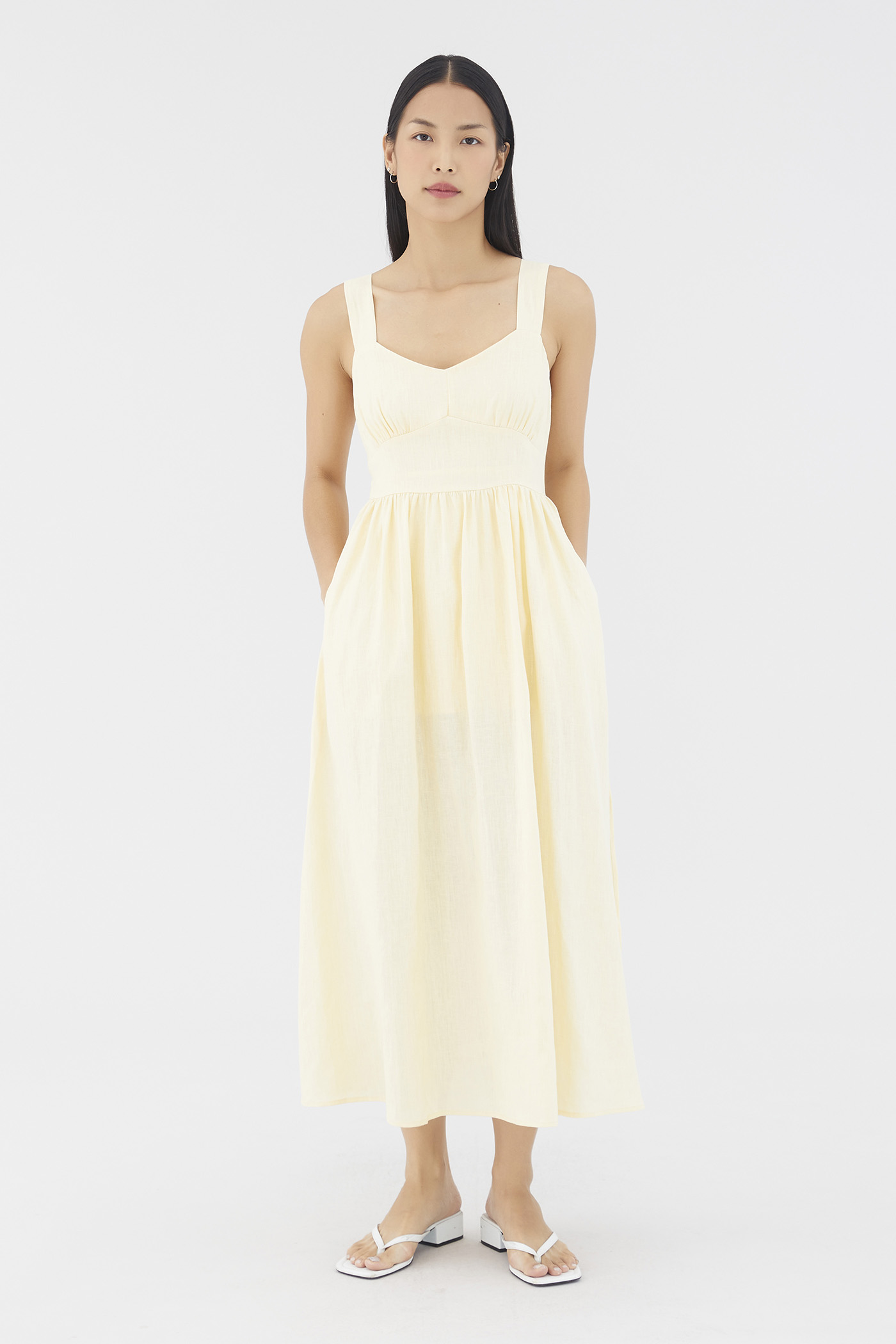 Aubray Linen Ruched Dress