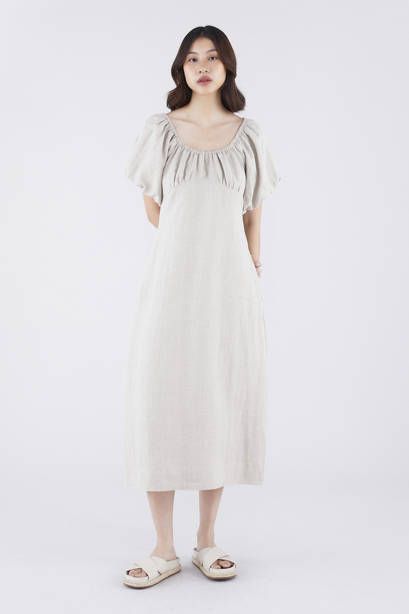 Torine Linen Puff Sleeve Dress