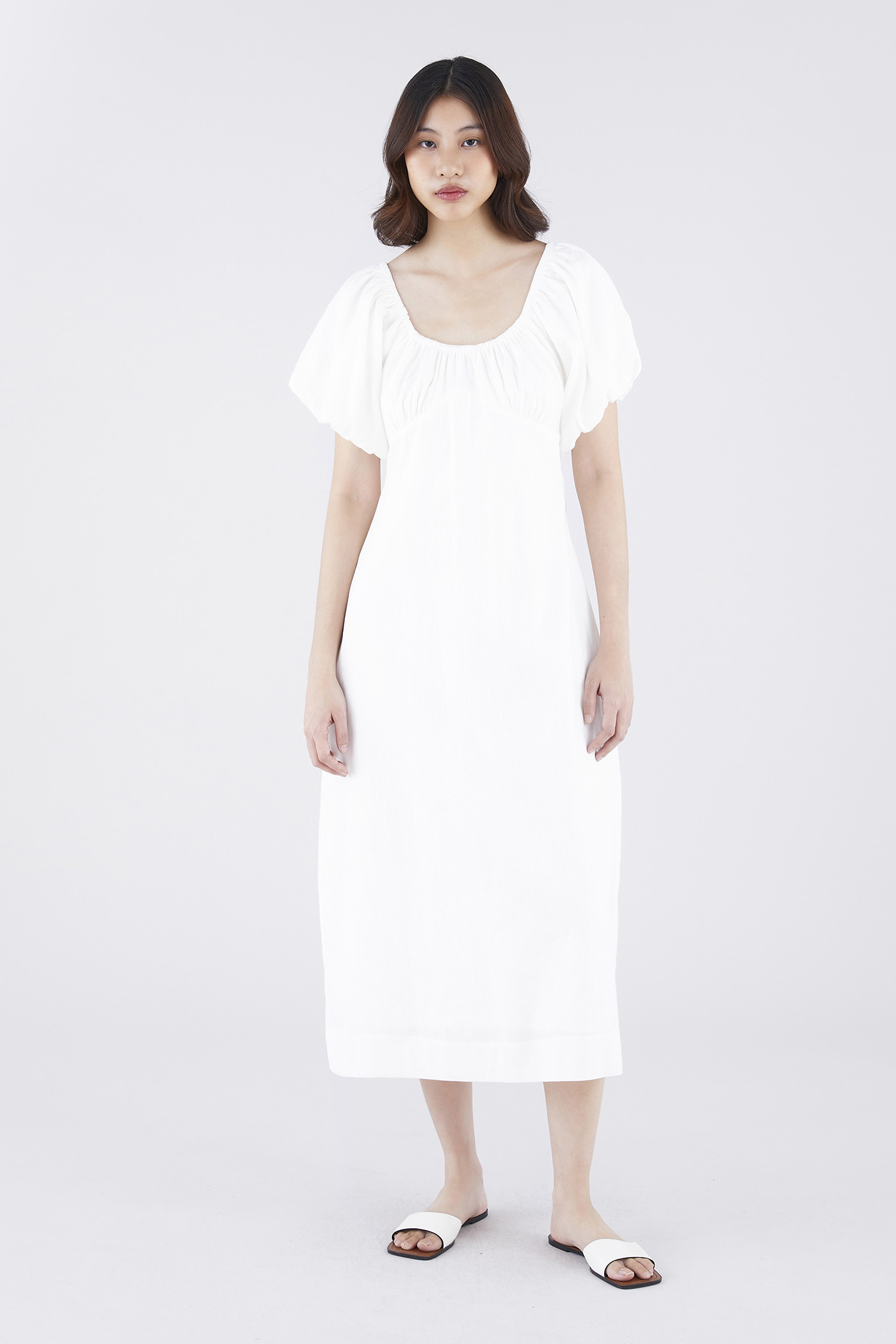 Torine Linen Puff Sleeve Dress
