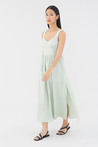 Aubray Linen Ruched Dress