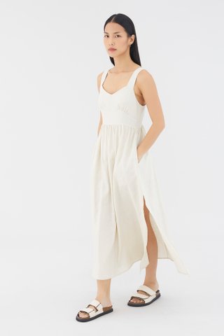 Aubray Linen Ruched Dress