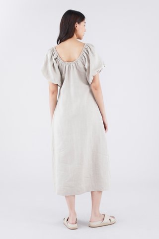 Torine Linen Puff Sleeve Dress