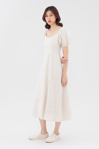 Logan Linen Puff-Sleeve Dress
