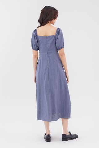Logan Linen Puff-Sleeve Dress