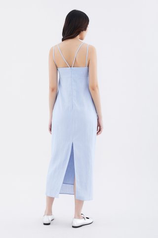 Erucia Linen Double-Strap Slit Dress