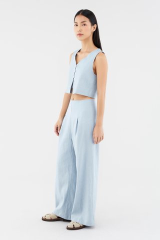 Mabel Linen Mid-Rise Wide Leg Pants