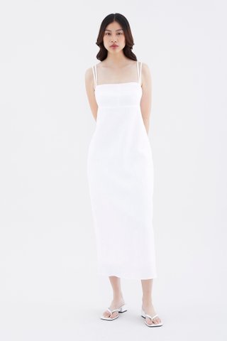 Erucia Linen Double-Strap Slit Dress