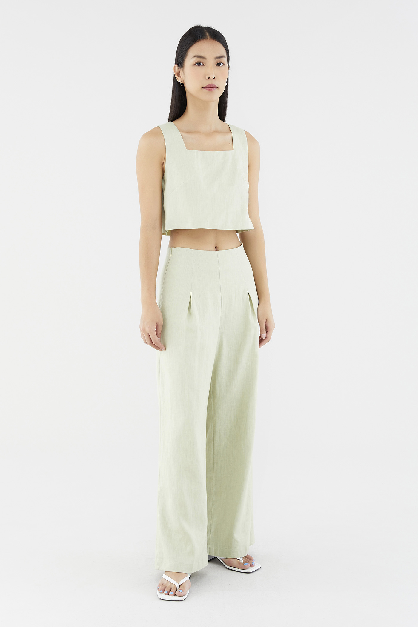 Mabel Linen Mid-Rise Wide Leg Pants