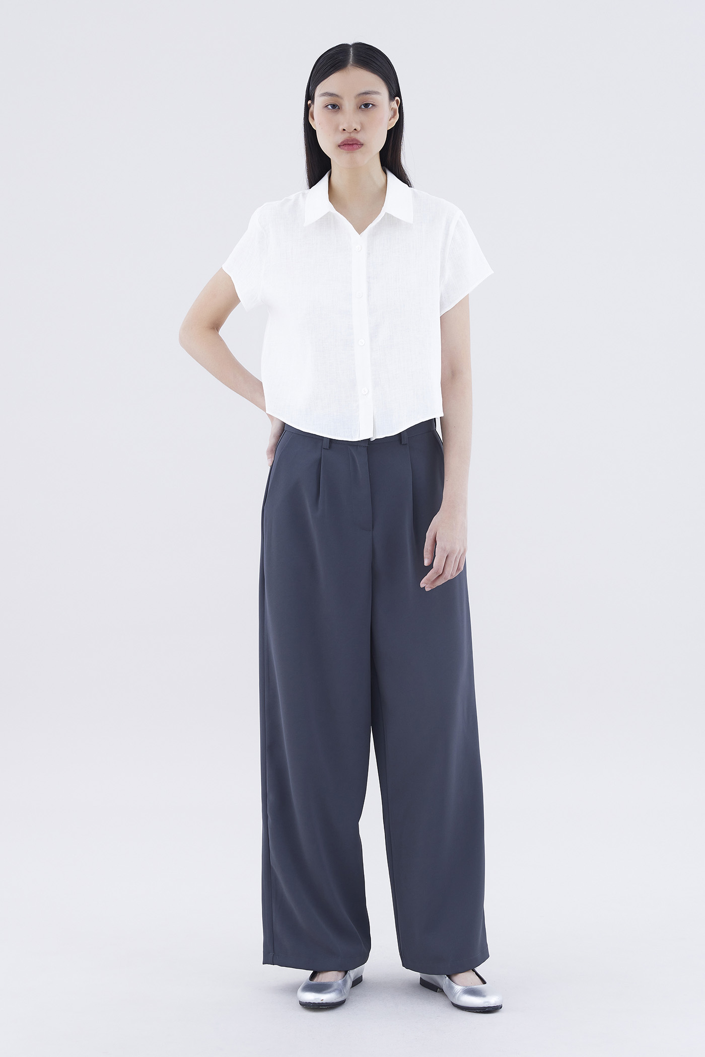 Calsey High-Rise Wide-Leg Pants