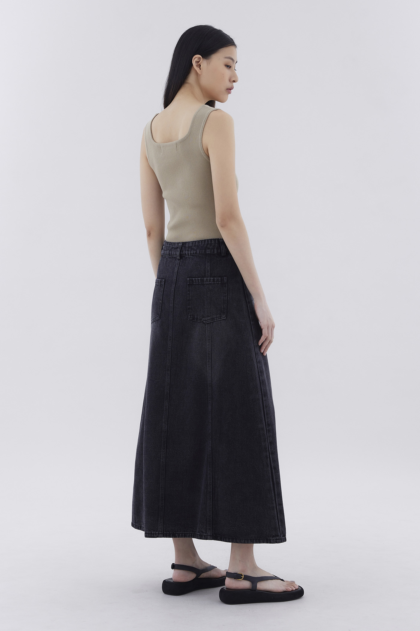 Hayleigh Mid-Rise Denim Flare Skirt