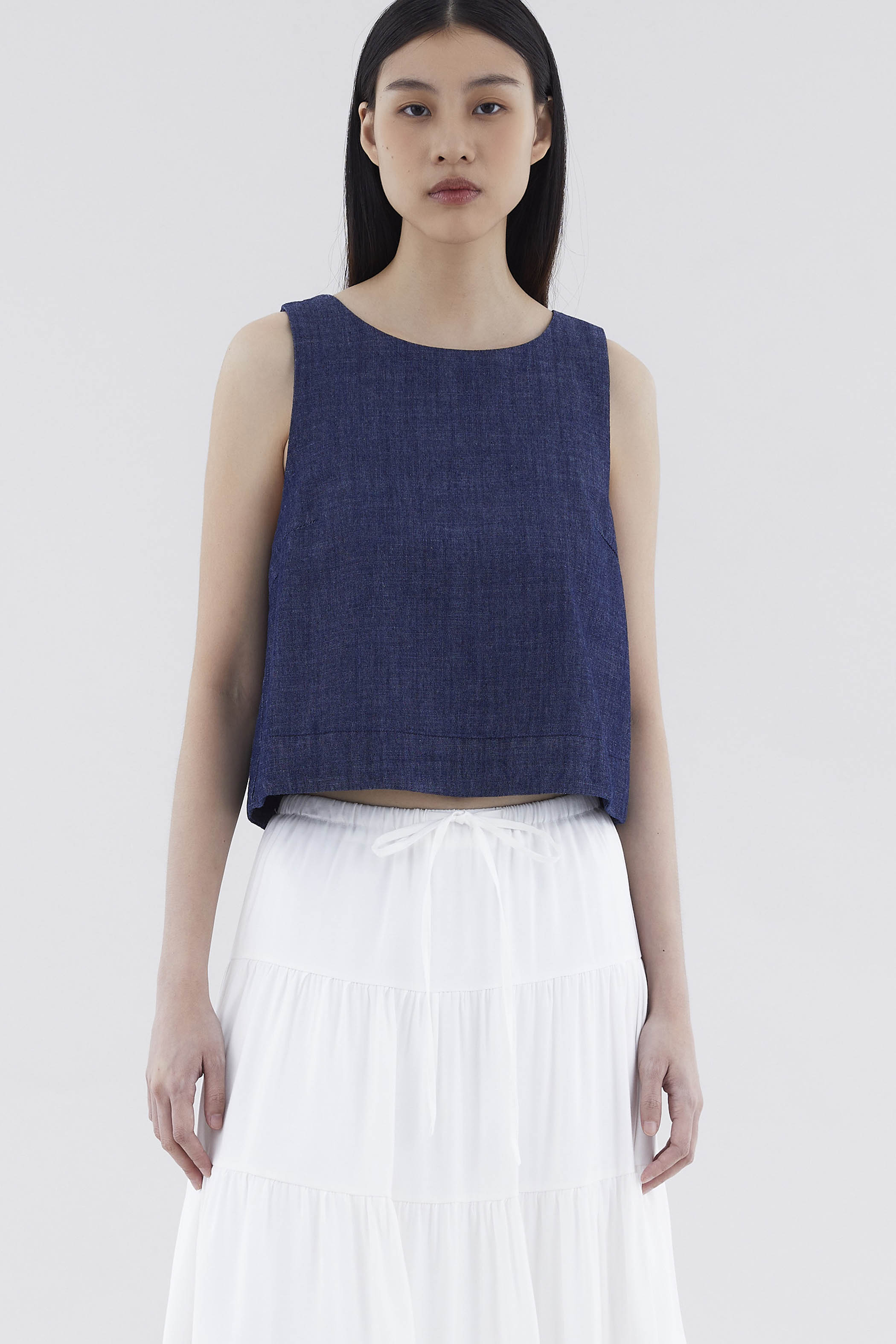 Elyra Denim Shift Top