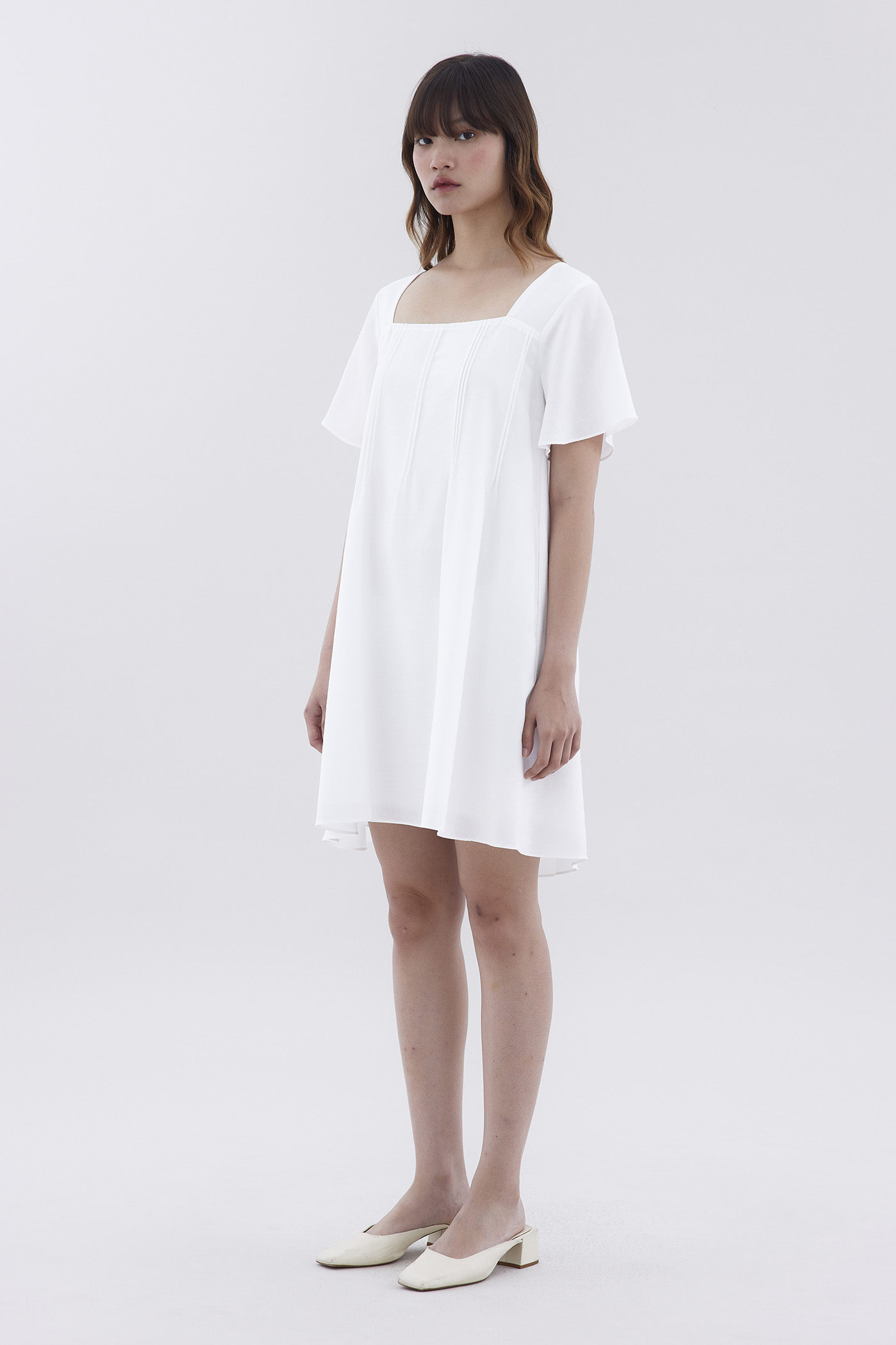 Feyla Pin-Tuck Flutter Sleeve Dress