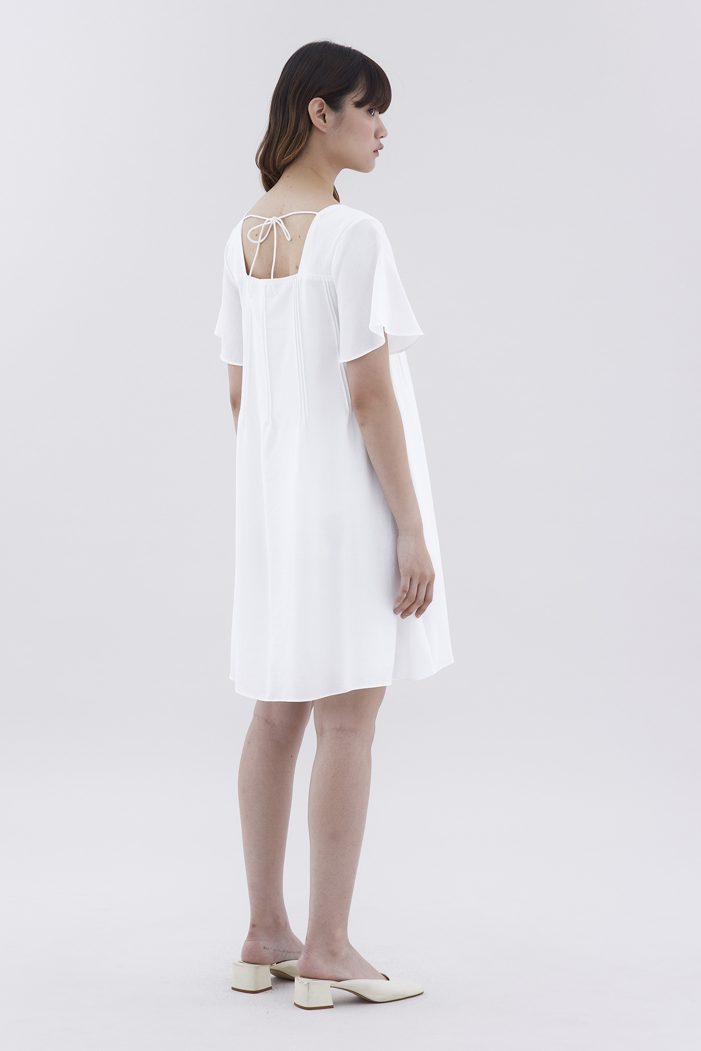 Feyla Pin-Tuck Flutter Sleeve Dress