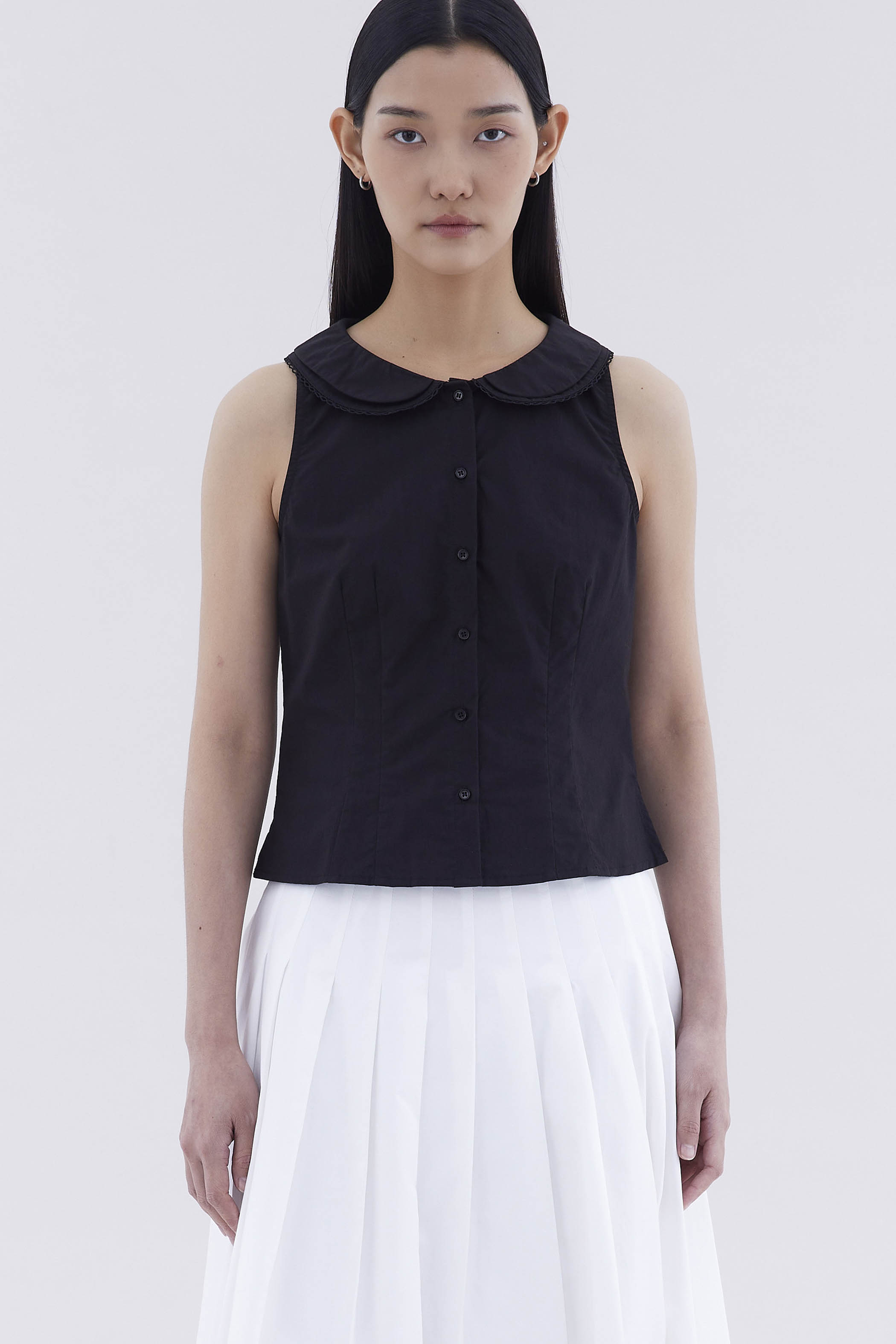 Phylicia Double Collar Sleeveless Shirt