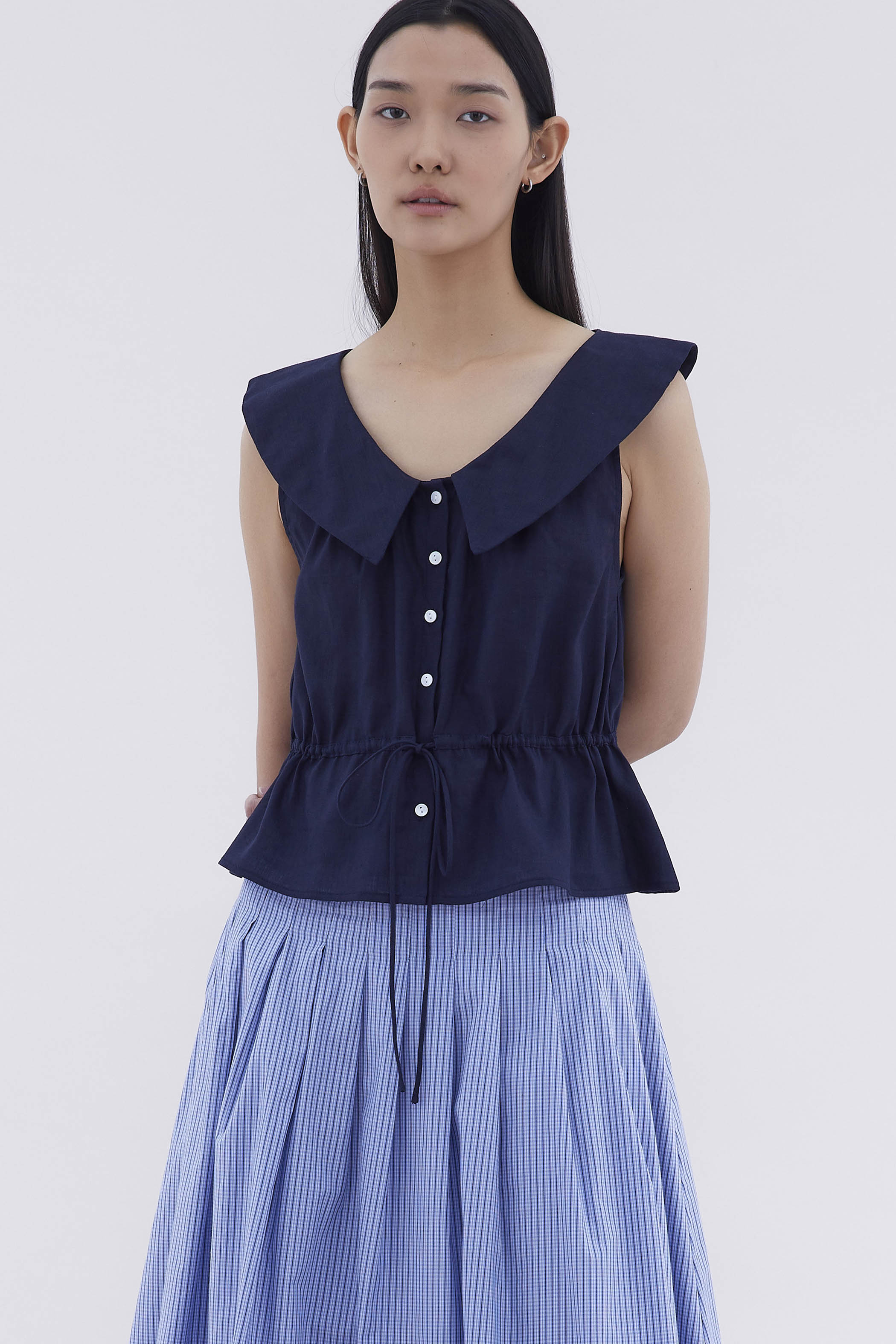 Arely Collared Drawstring Top
